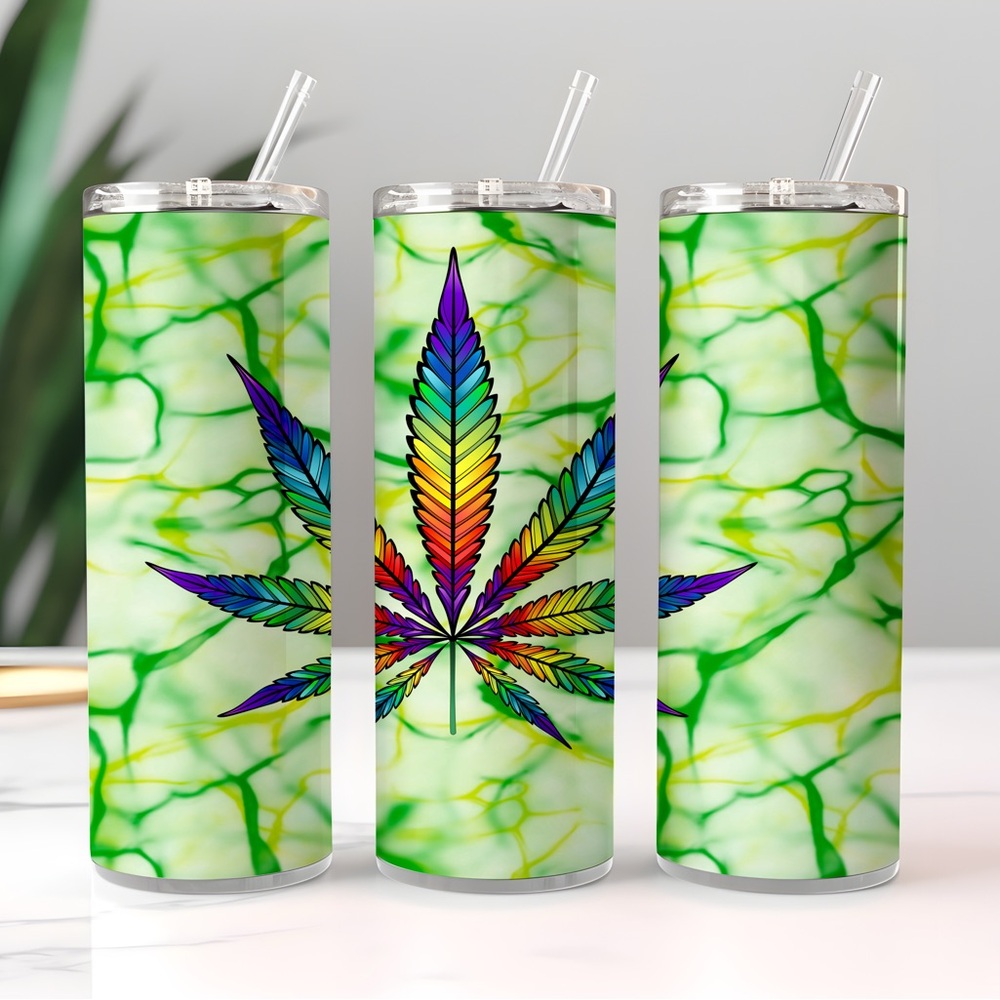 Green and Red Leaf Drinkware Tumblers